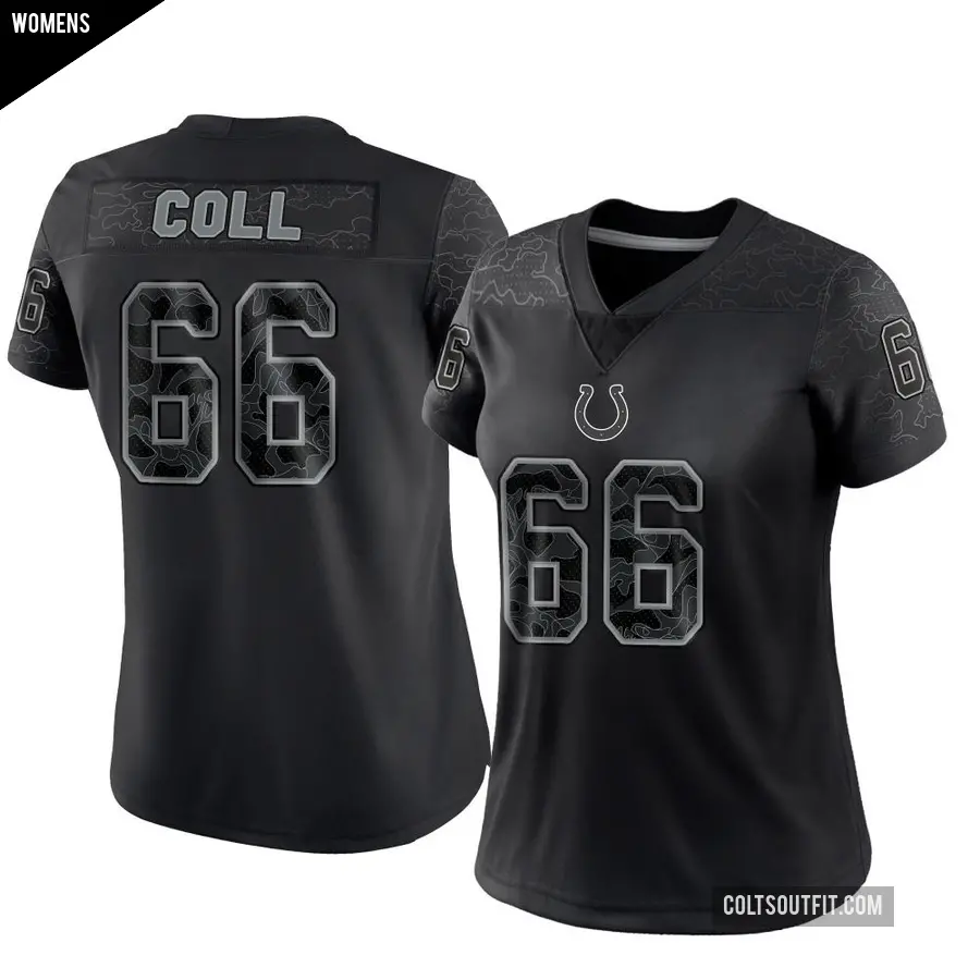 Women's Indianapolis Colts ＃66 Ryan Coll Black Limited Reflective Jersey