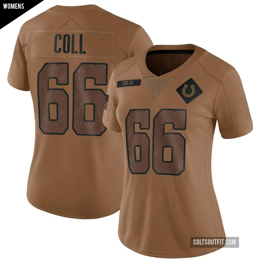 Women's Indianapolis Colts ＃66 Ryan Coll Brown Limited 2023 Salute To Service Jersey