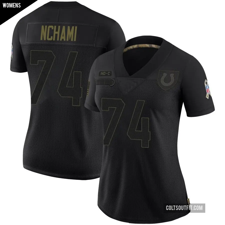 Women's Indianapolis Colts ＃74 Durell Nchami Black Limited 2020 Salute To Service Jersey