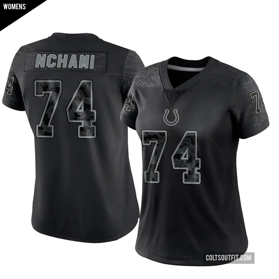 Women's Indianapolis Colts ＃74 Durell Nchami Black Limited Reflective Jersey