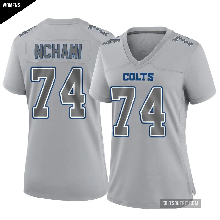 Women's Indianapolis Colts ＃74 Durell Nchami Gray Game Atmosphere Fashion Jersey