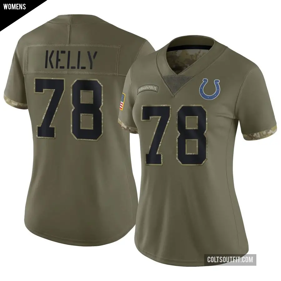 Women's Indianapolis Colts ＃78 Ryan Kelly Olive Limited 2022 Salute To Service Jersey