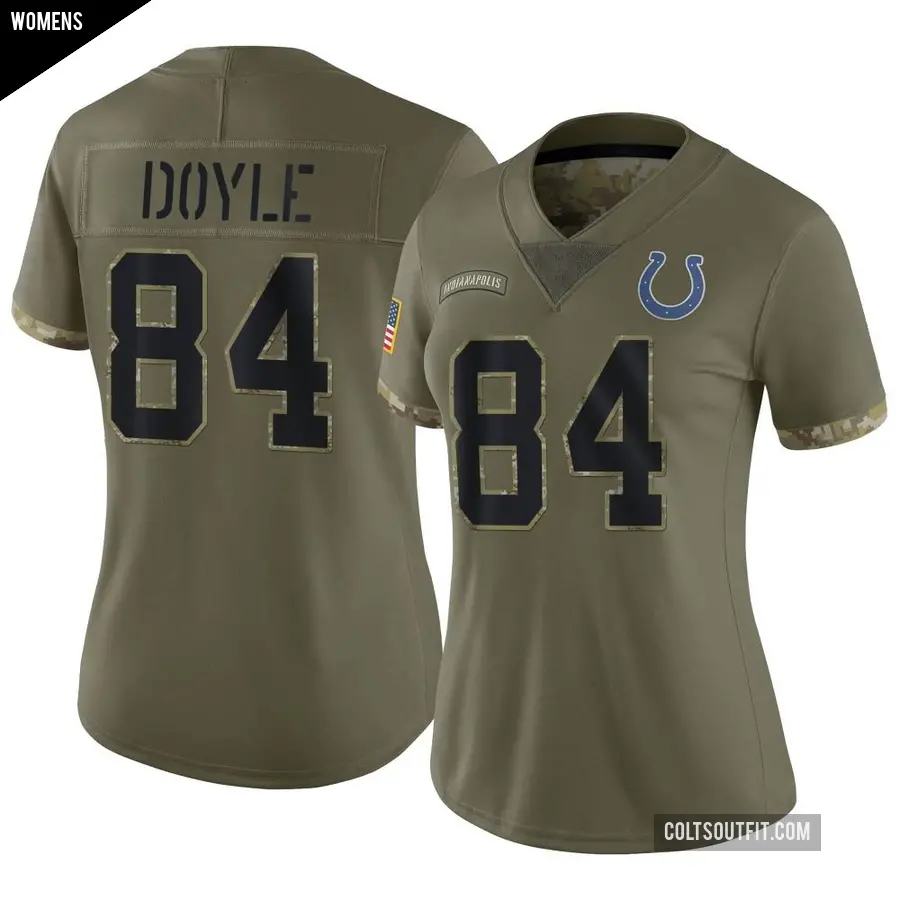 Women's Indianapolis Colts ＃84 Jack Doyle Olive Limited 2022 Salute To Service Jersey