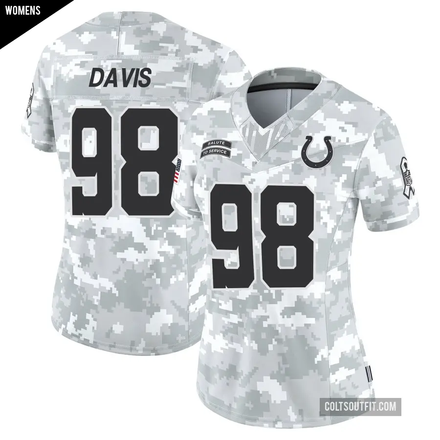 Women's Indianapolis Colts ＃98 Raekwon Davis Arctic Camo Limited 2024 Salute to Service Jersey