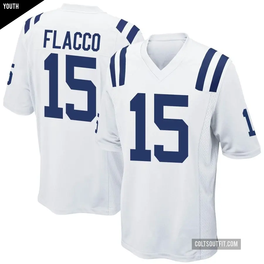 Youth Indianapolis Colts ＃15 Joe Flacco White Game Jersey