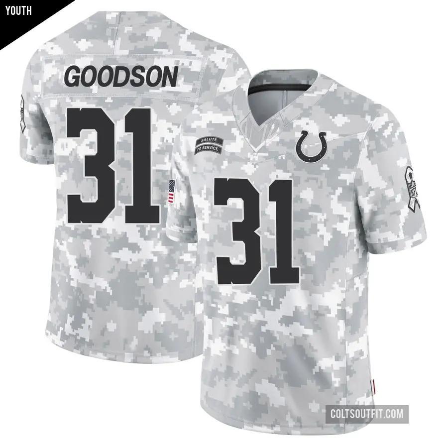 Youth Indianapolis Colts ＃31 Tyler Goodson Arctic Camo Limited 2024 Salute to Service Jersey