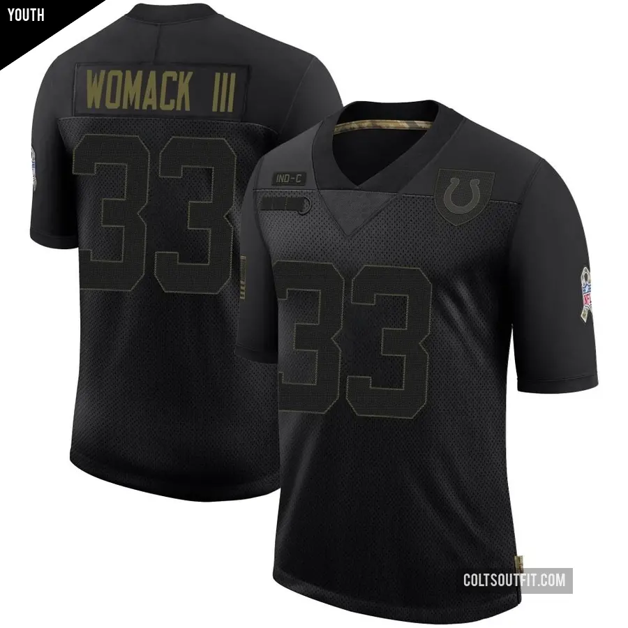 Youth Indianapolis Colts ＃33 Samuel Womack III Black Limited 2020 Salute To Service Jersey