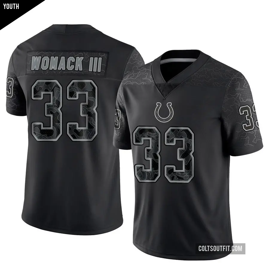 Youth Indianapolis Colts ＃33 Samuel Womack III Black Limited Reflective Jersey