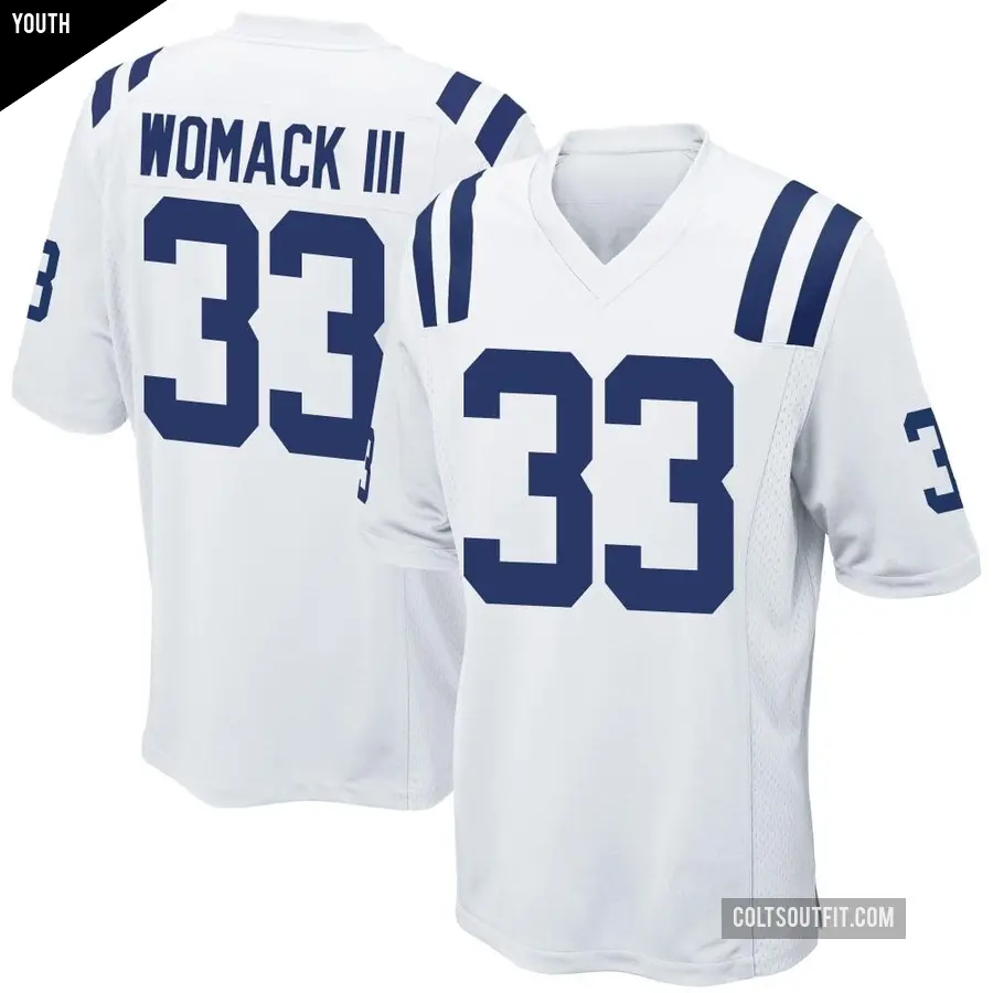 Youth Indianapolis Colts ＃33 Samuel Womack III White Game Jersey