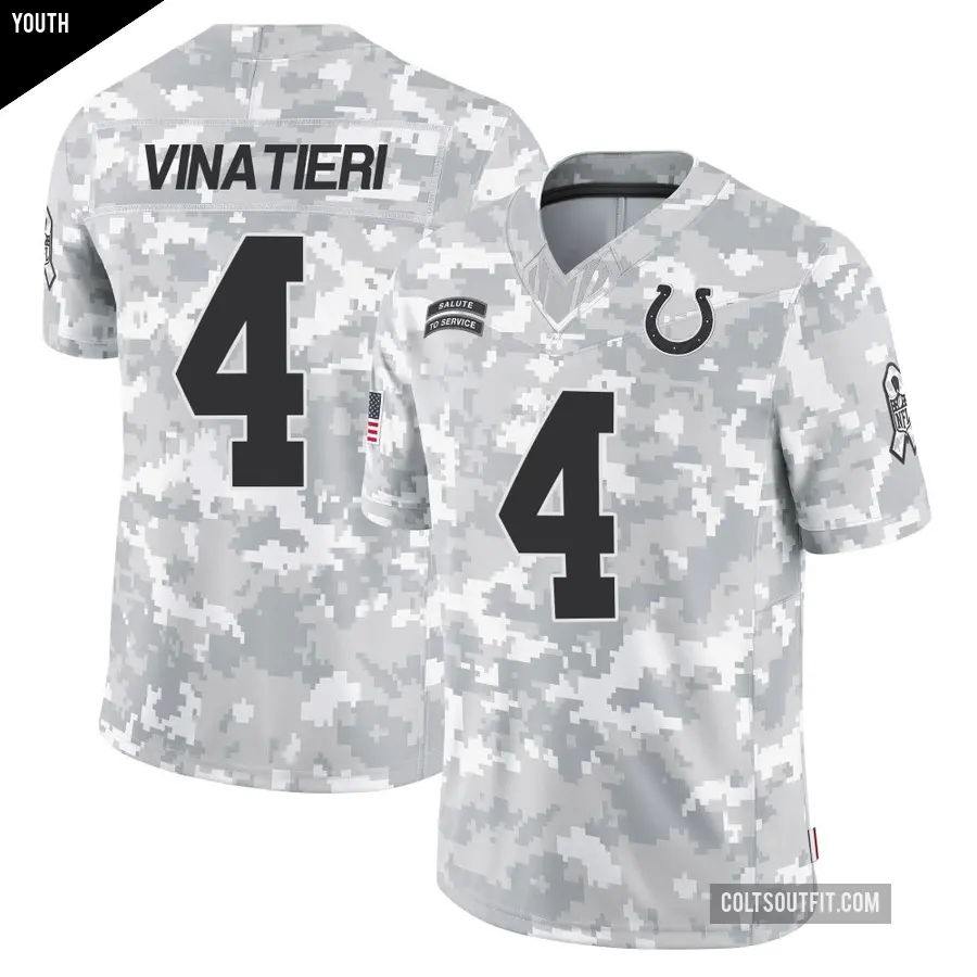 Youth Indianapolis Colts ＃4 Adam Vinatieri Arctic Camo Limited 2024 Salute to Service Jersey