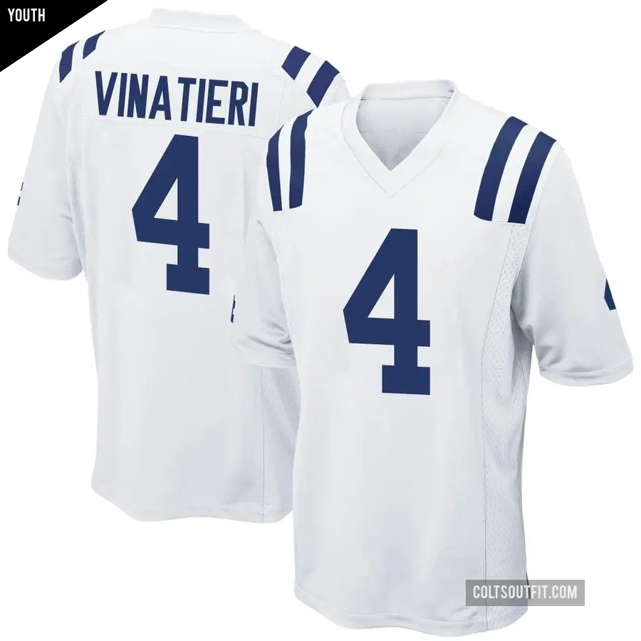 Youth Indianapolis Colts ＃4 Adam Vinatieri White Game Jersey