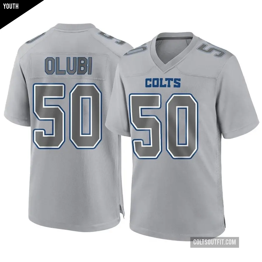 Youth Indianapolis Colts ＃50 Segun Olubi Gray Game Atmosphere Fashion Jersey