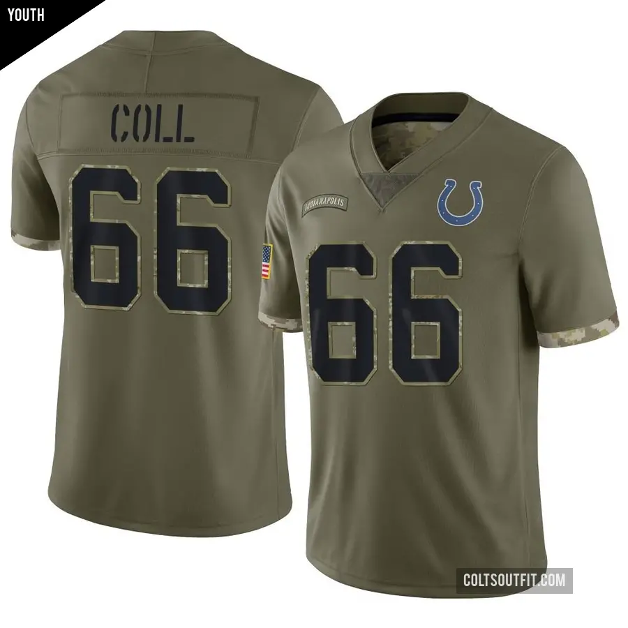 Youth Indianapolis Colts ＃66 Ryan Coll Olive Limited 2022 Salute To Service Jersey