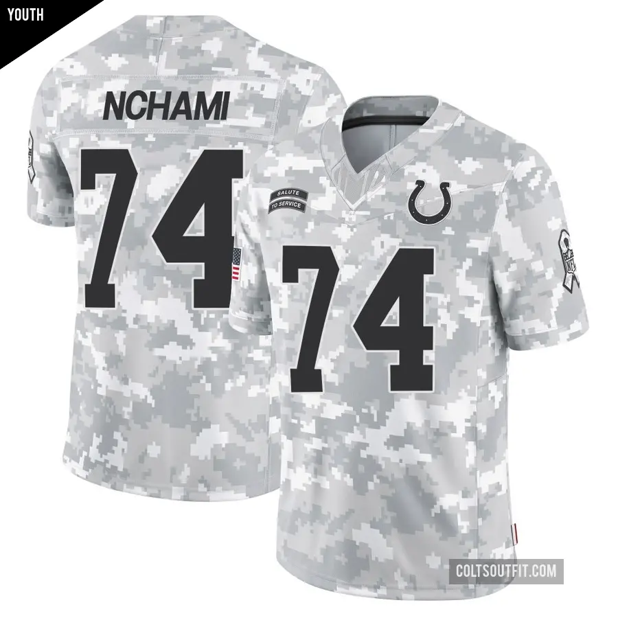 Youth Indianapolis Colts ＃74 Durell Nchami Arctic Camo Limited 2024 Salute to Service Jersey