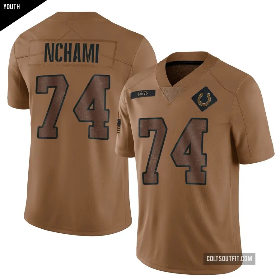 Youth Indianapolis Colts ＃74 Durell Nchami Brown Limited 2023 Salute To Service Jersey