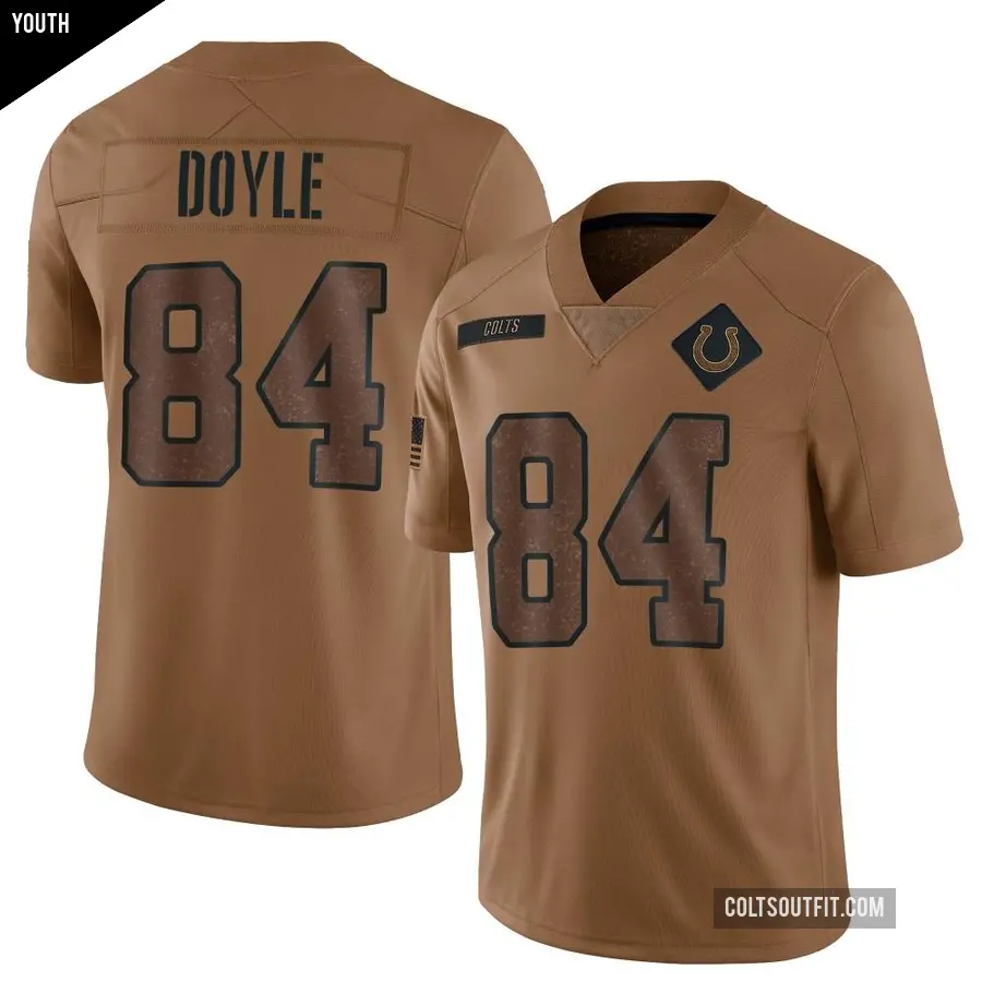 Youth Indianapolis Colts ＃84 Jack Doyle Brown Limited 2023 Salute To Service Jersey