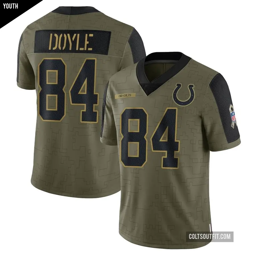 Youth Indianapolis Colts ＃84 Jack Doyle Olive Limited 2021 Salute To Service Jersey