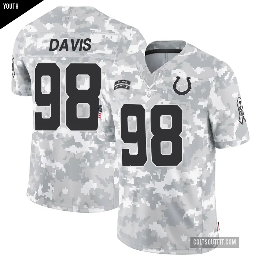 Youth Indianapolis Colts ＃98 Raekwon Davis Arctic Camo Limited 2024 Salute to Service Jersey