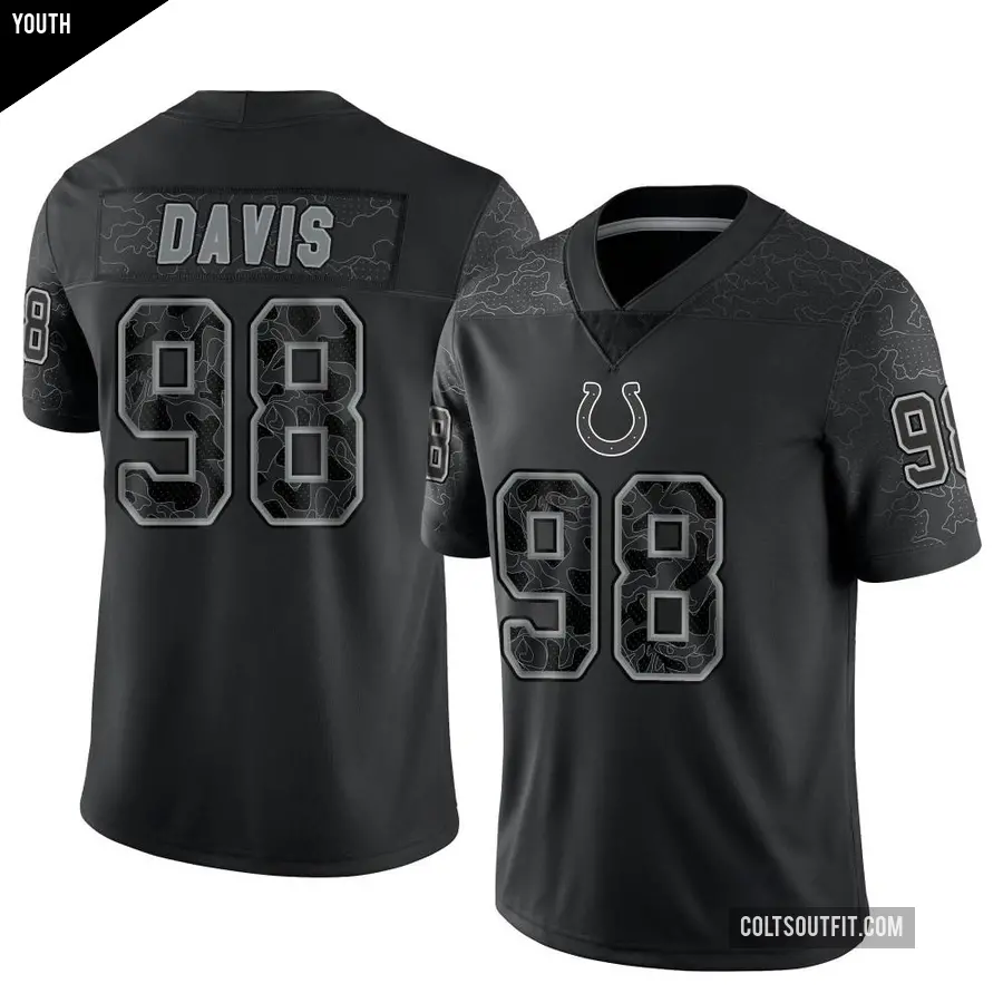 Youth Indianapolis Colts ＃98 Raekwon Davis Black Limited Reflective Jersey