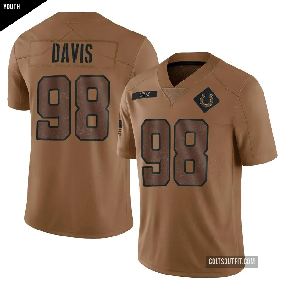 Youth Indianapolis Colts ＃98 Raekwon Davis Brown Limited 2023 Salute To Service Jersey